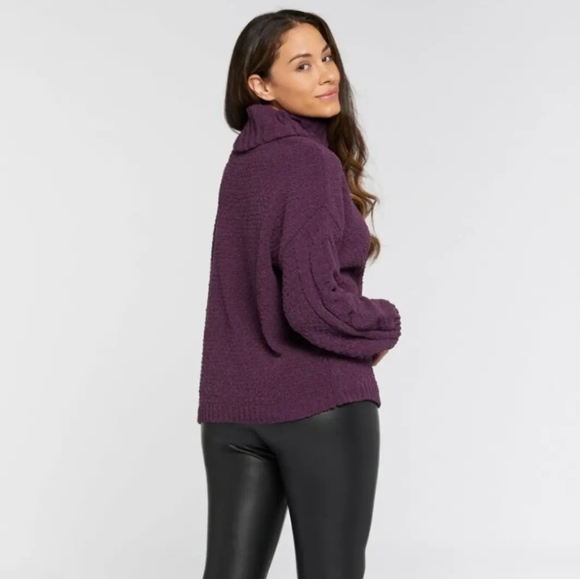 Chenille Cable Knit blackberry Wine Colored Crowl neck sweater msrp 74.00 - Picture 4 of 5